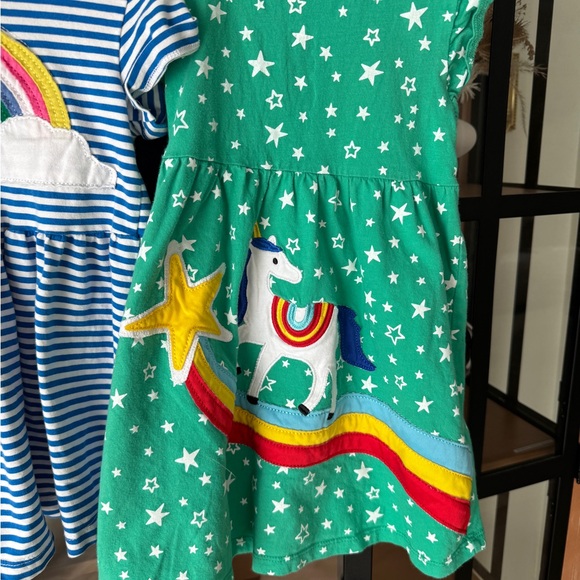 Baby Boden bundle dress toddler girl rainbow unicorn applique embroidered - Picture 2 of 5